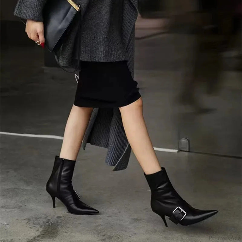 Dark Patent Leather Gothic Dagger Ankle Boot
