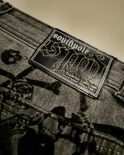 Dark Skull Print Tall Waist Pant