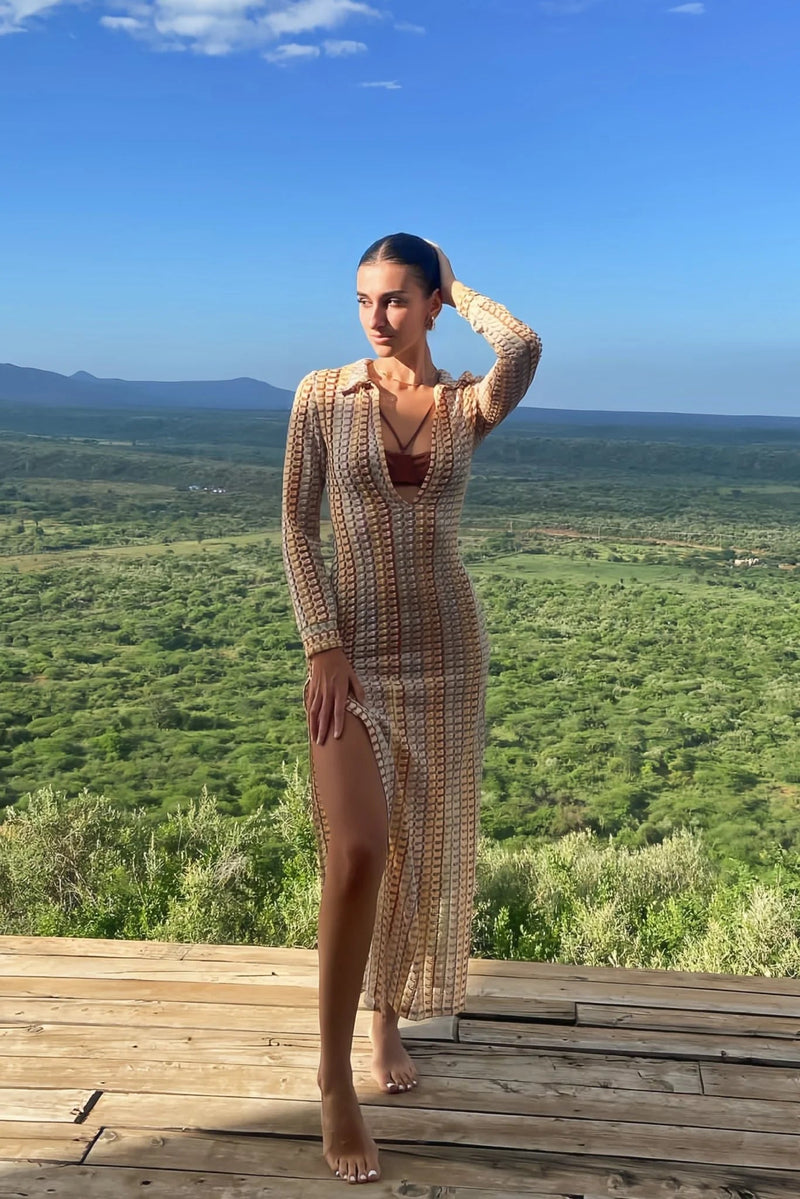 Marrakech Mirage - Crochet Hollow-out Maxi Dress
