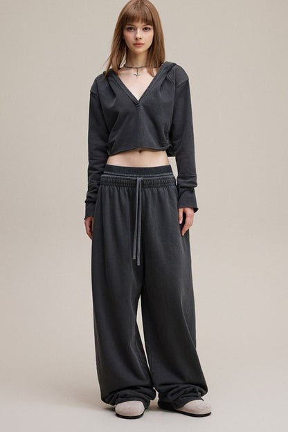Double Waist Denim Knit Pants