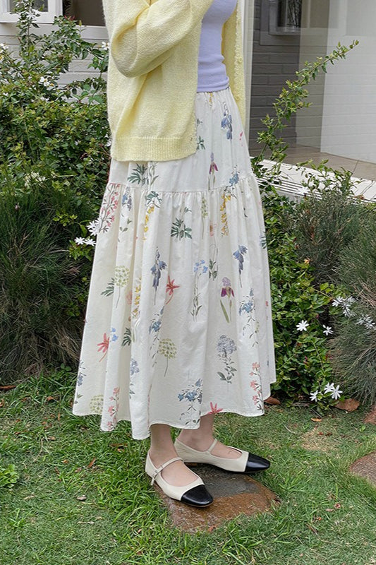 Pleated a - Line Midi Skirt