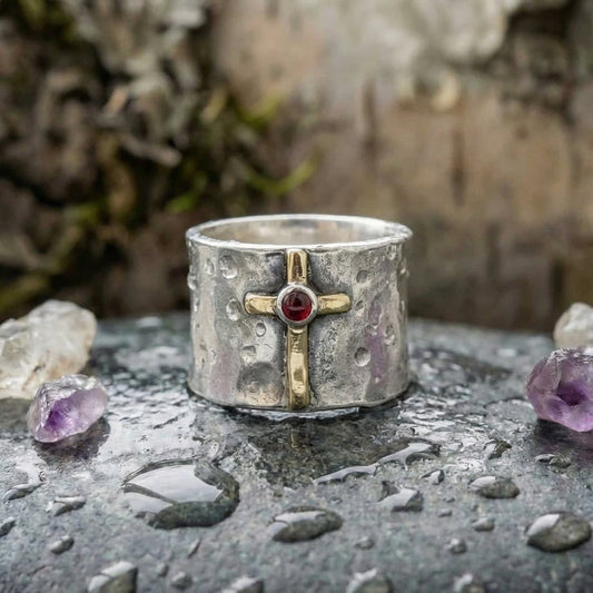 Elegant Cross Ruby Ring
