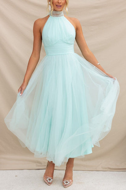 French Fairy, Ethereal Chiffon Patchwork Detail Suspender Long Dress