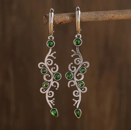 Charm Flower Green Stone Drop
