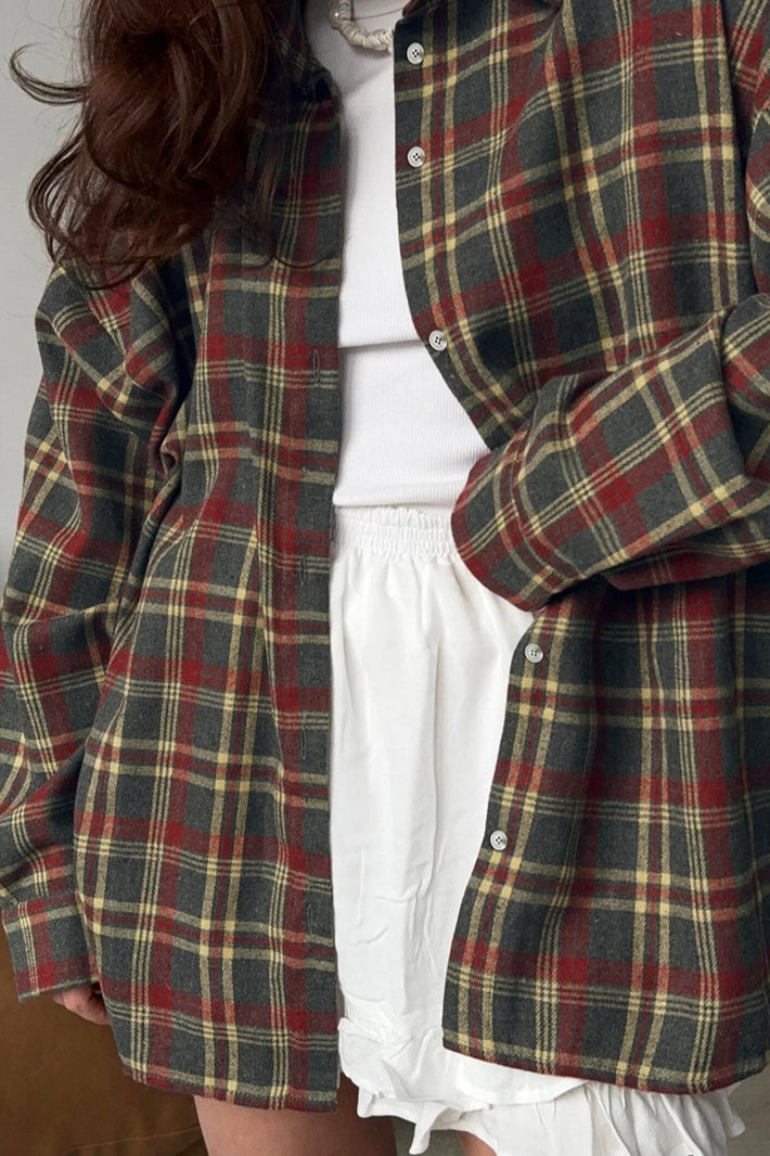 Plaid Relaxed Fit Blouse