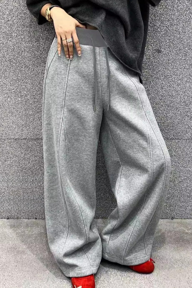 Color Fluid Wide Leg Fleece Sweat Pants