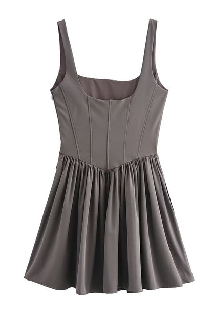 Velvet Square Neck Slim Fit Mini Dress