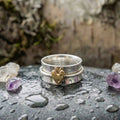 A Vintage Golden Heart Silver Ring