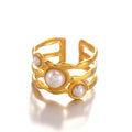 Elegant Multi Pearl Gold Cuff Ring