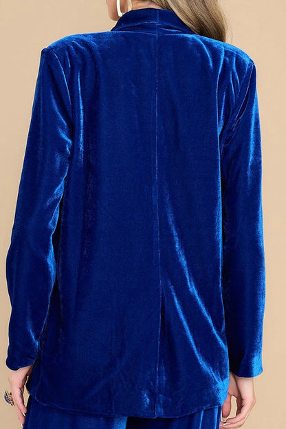 Lapel Velvet One Button Blazer Pant Set