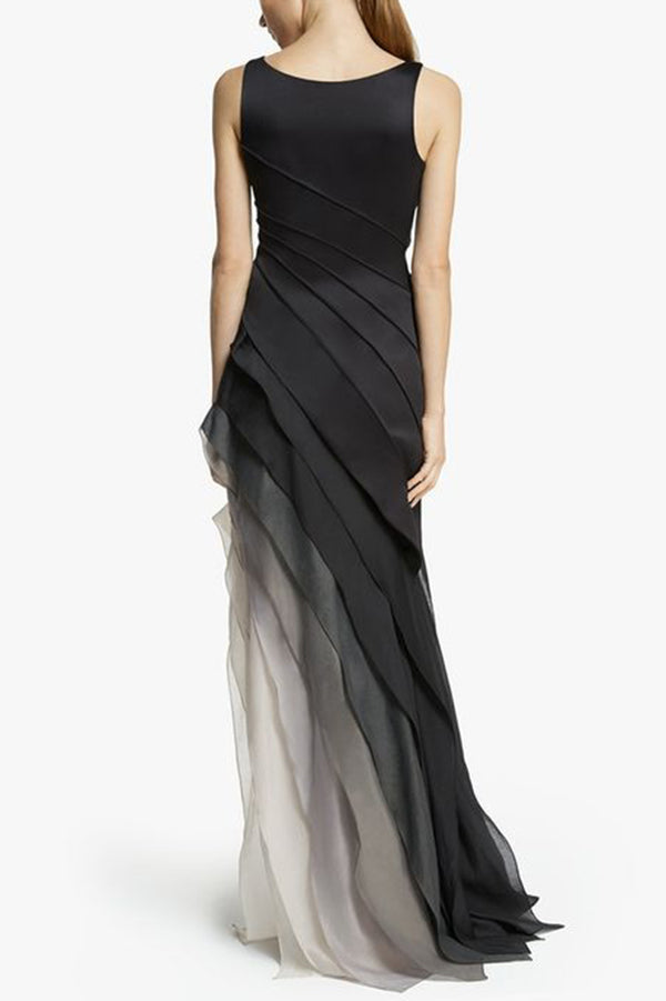 And Mysterious Tulle Gradient Cascading Design Gown Maxi Dress