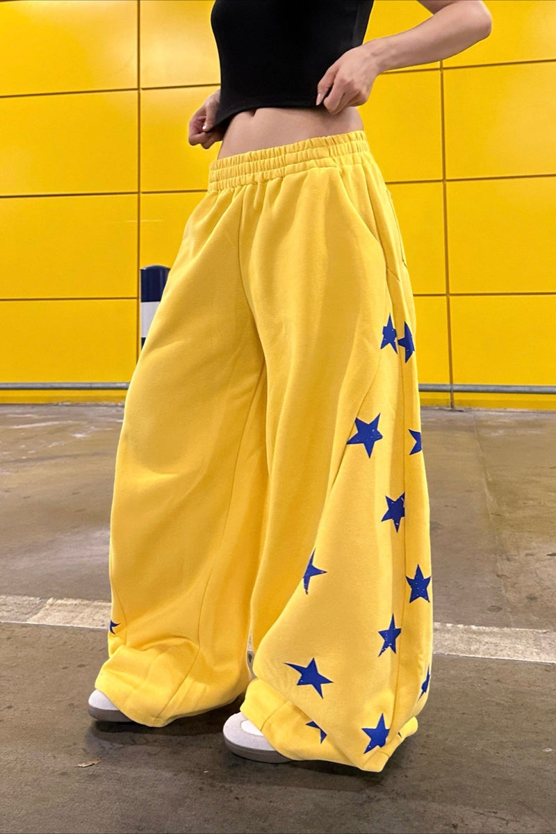 Colorblock Star Printed Sporty Pants