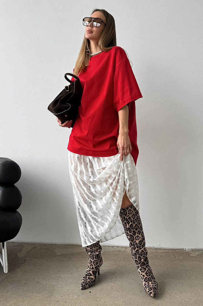 Lace Hollow Midi Skirt