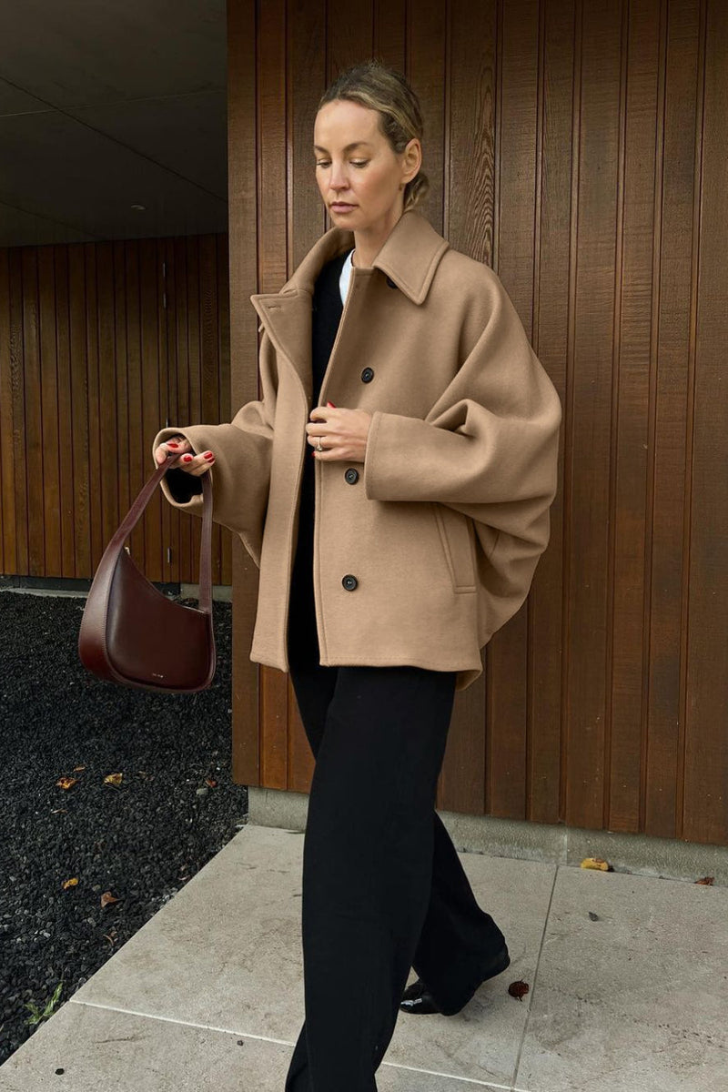 Wool Notch Collar Bell Sleeve Coat