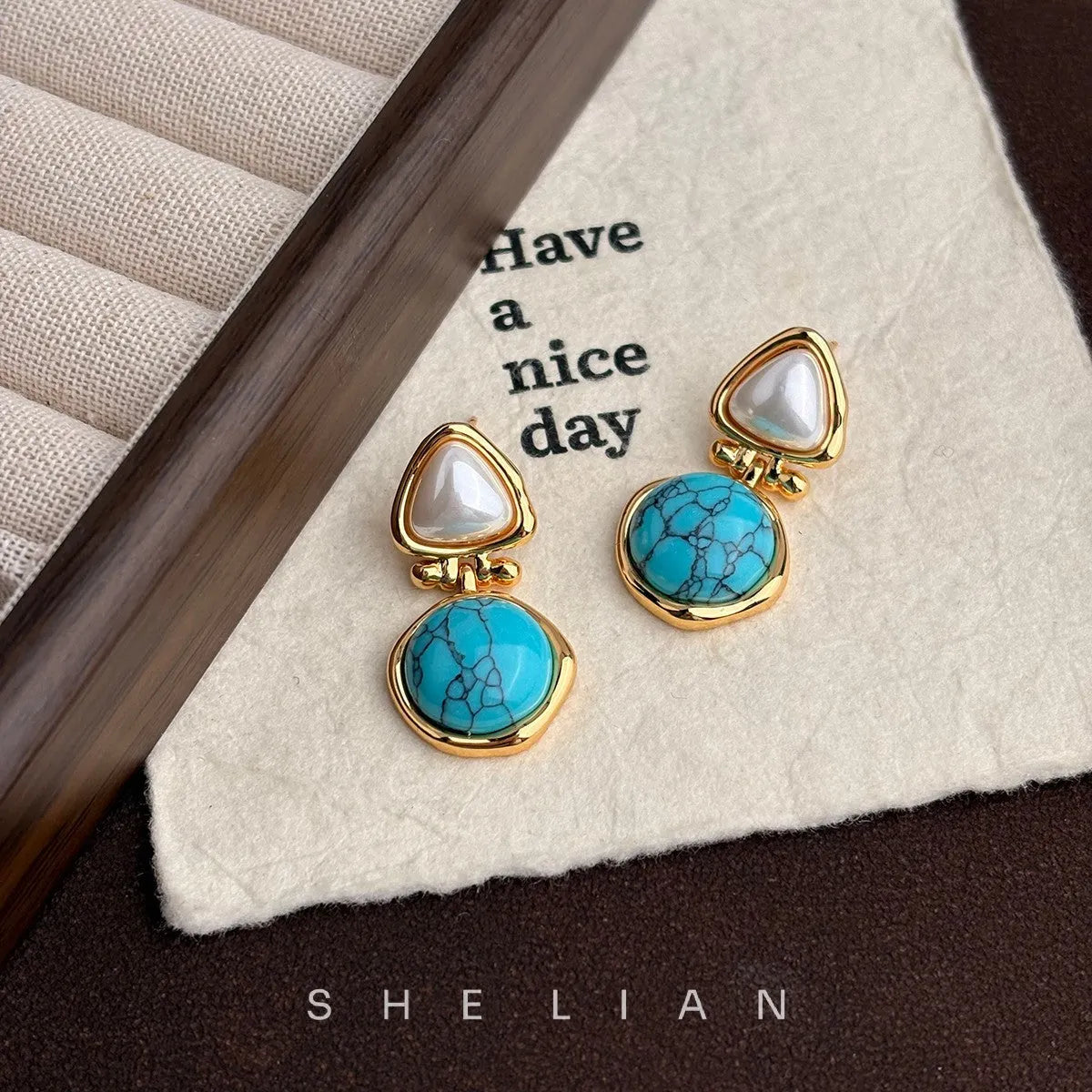 Turquoise Pearl Earrings