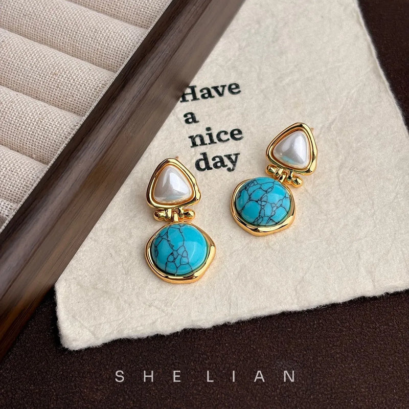 Turquoise Pearl Earrings