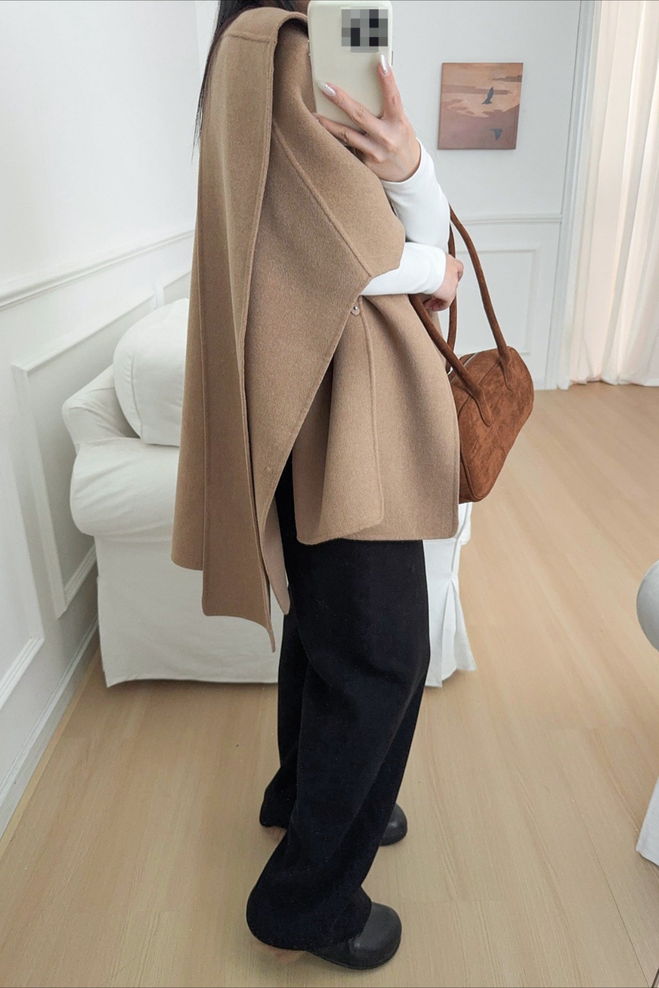 Wool Tencel Scarf Shawl Cape Irregular Coat