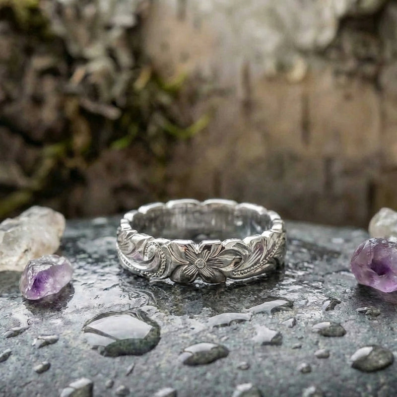 Elegant Floral Silver Ring