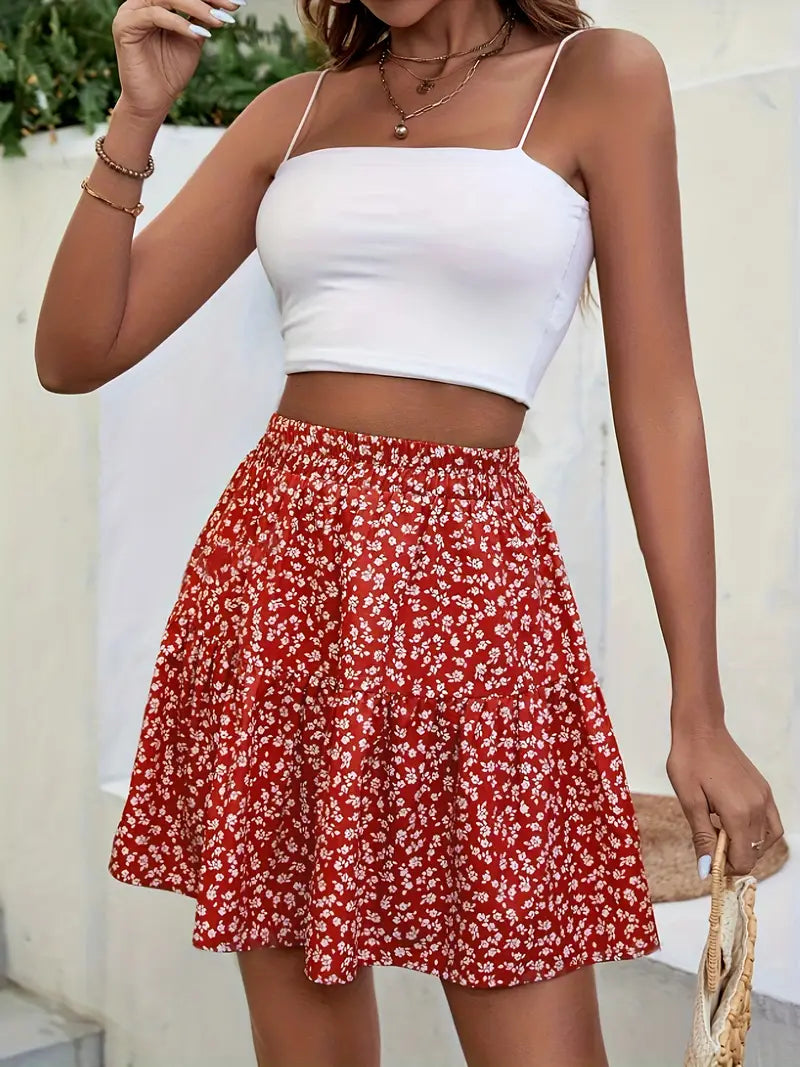 Print High Waist Mini Skirt