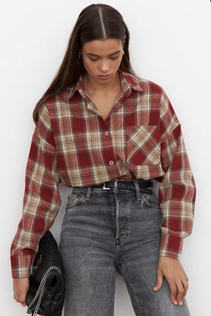 Plaid Relaxed Fit Blouse