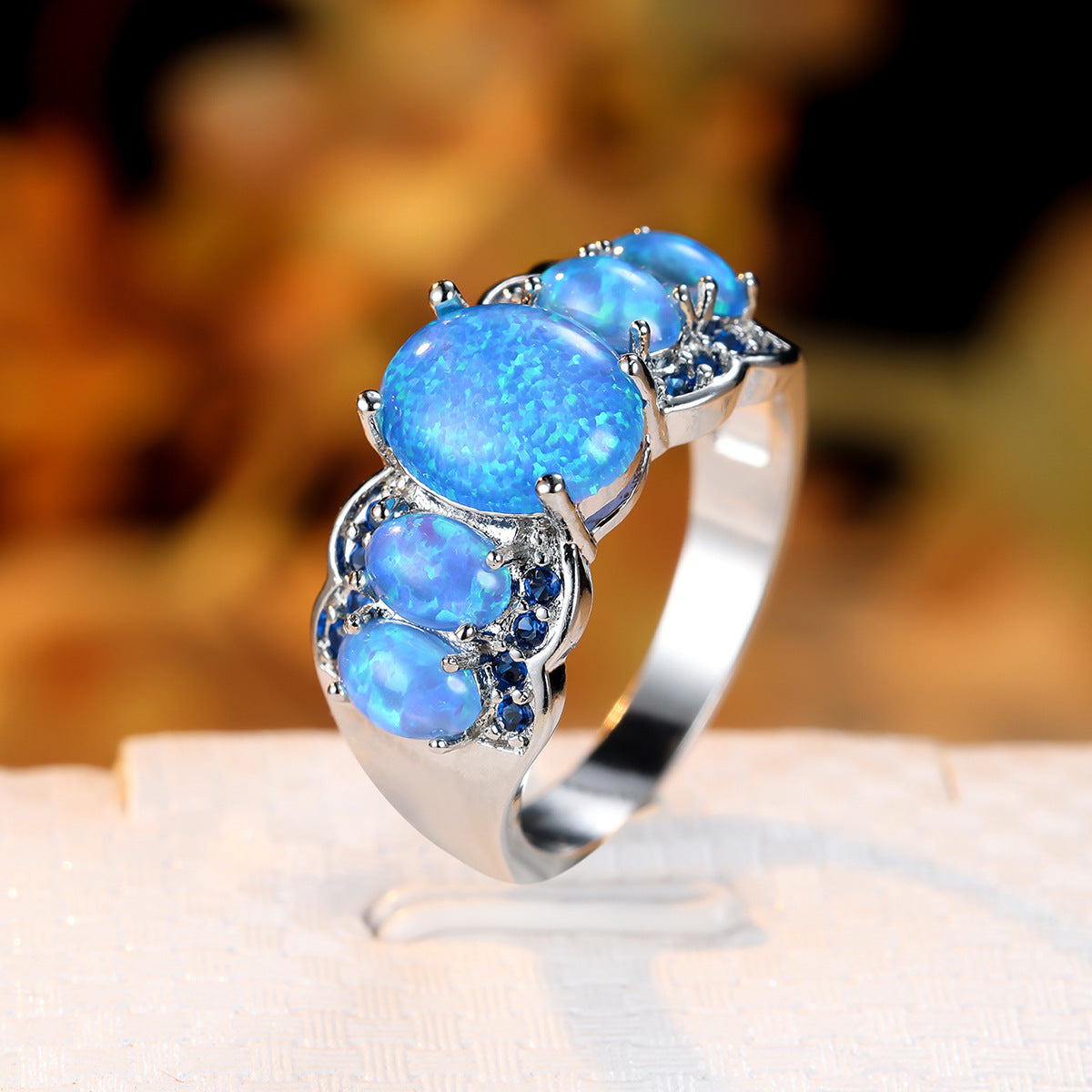 Elegant Blue Opal Ring