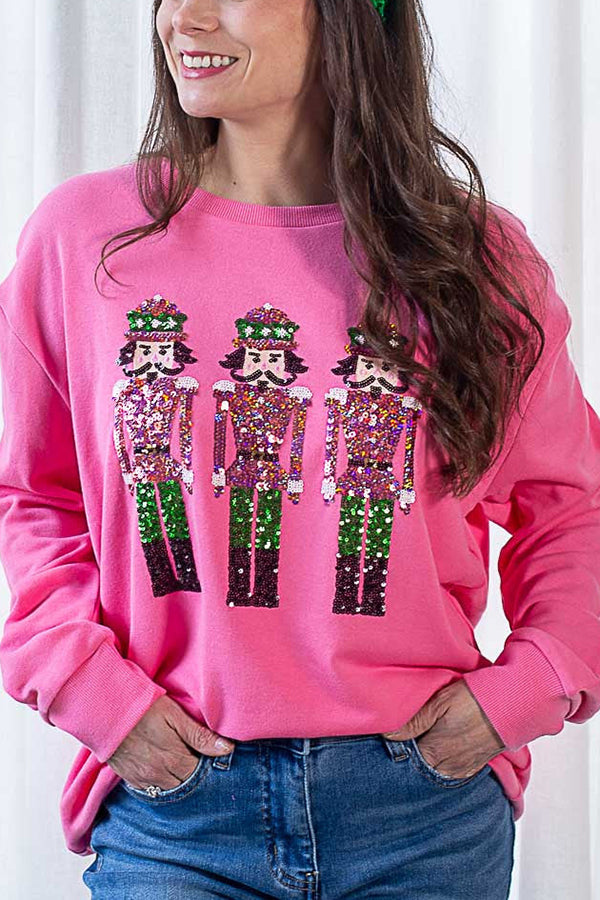 Christmas Guard Sequined Loose Sweatshirt