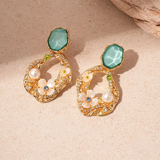Elegant Jade Pearl Earrings