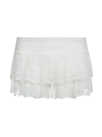 White Low Waist Versatile A-line Mini Skirt
