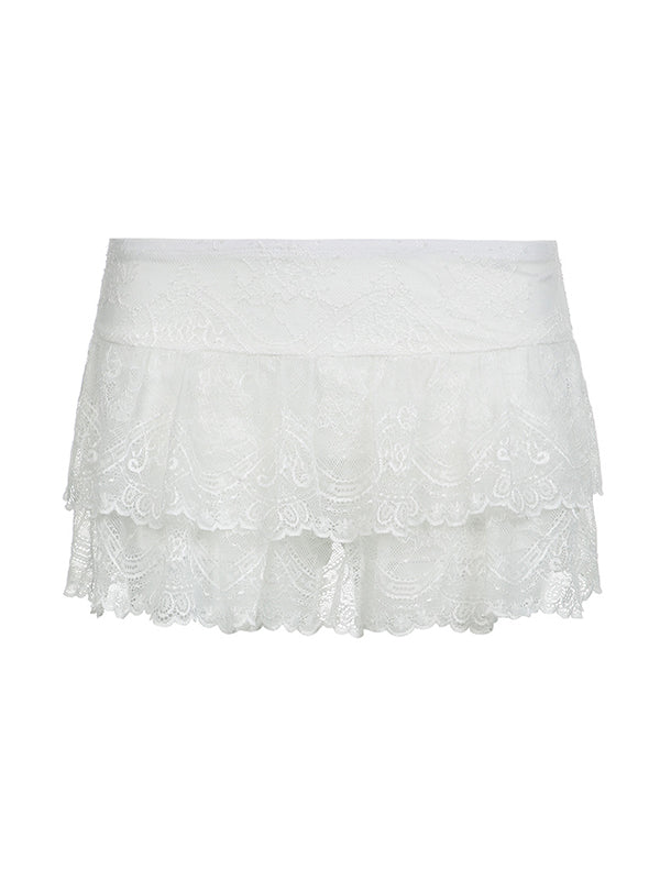 White Low Waist Versatile A-line Mini Skirt