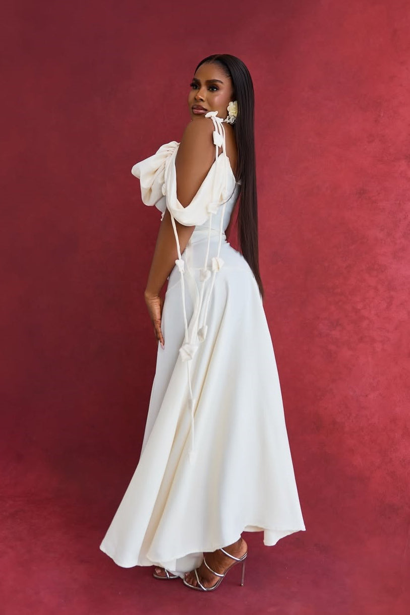 Asymmetrical Shoulder Cowl Neck Cami Maxi Dress