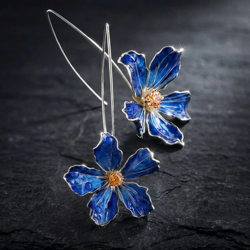 Elegant Blue Flower Earrings
