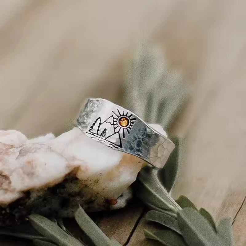 Handmade Mountain Sun Ring