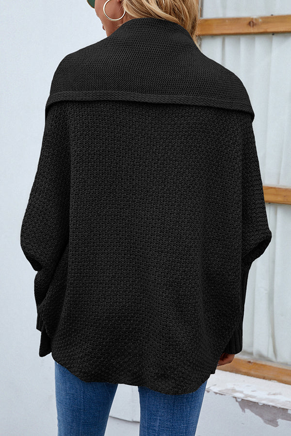 Color Dolman Sleeve Knitted Cardigan