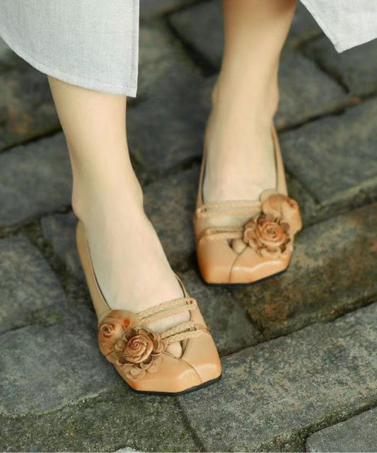 Khaki Flat Shoes for Splicing Flat Feet Shoes