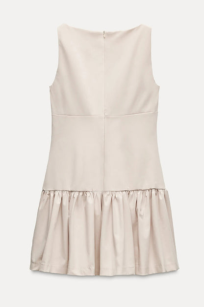 Velvet Bow Embellished Sleeveless Mini Dress