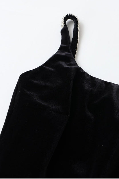 Velvet Strappy Backless Maxi Dress