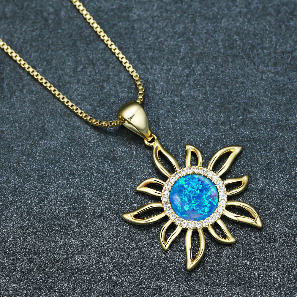 Elegant Opal Sun Necklace