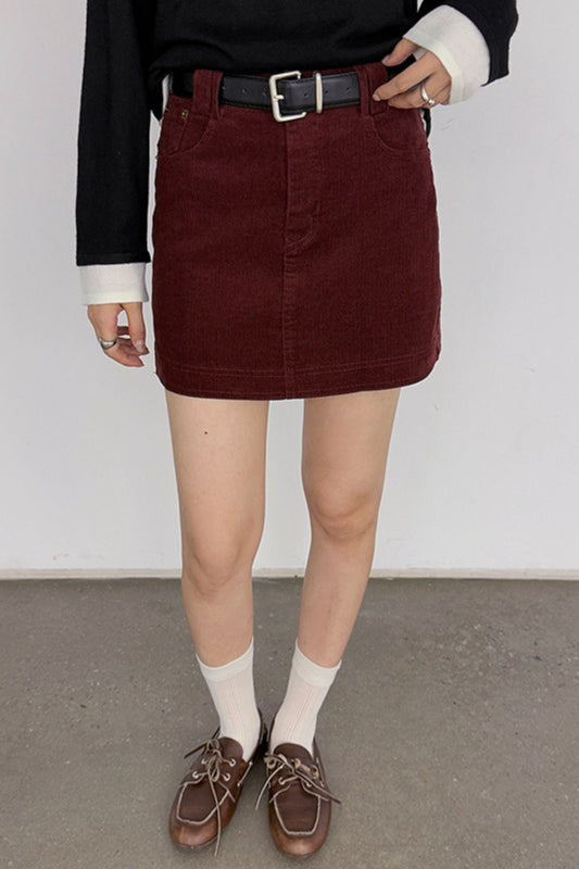 Retro Corduroy A-line Skirt