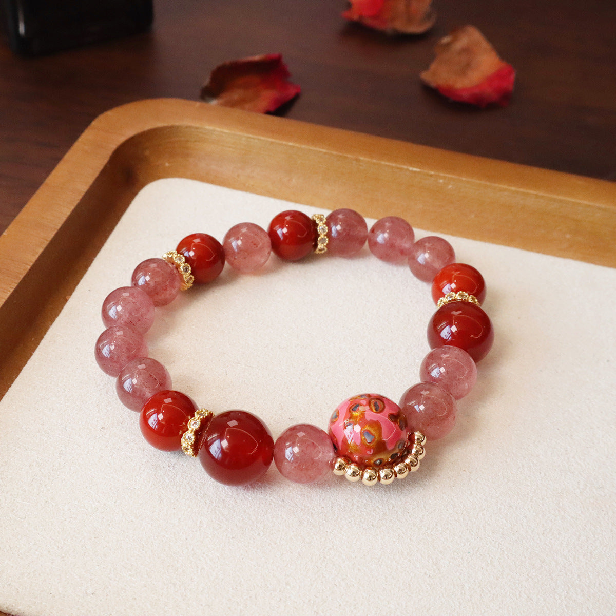 Elegant Red Agate Bracelet