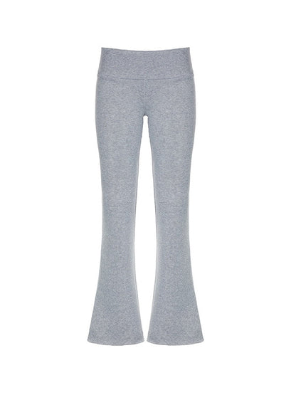 Grey Low Rise Flare Leg Pants