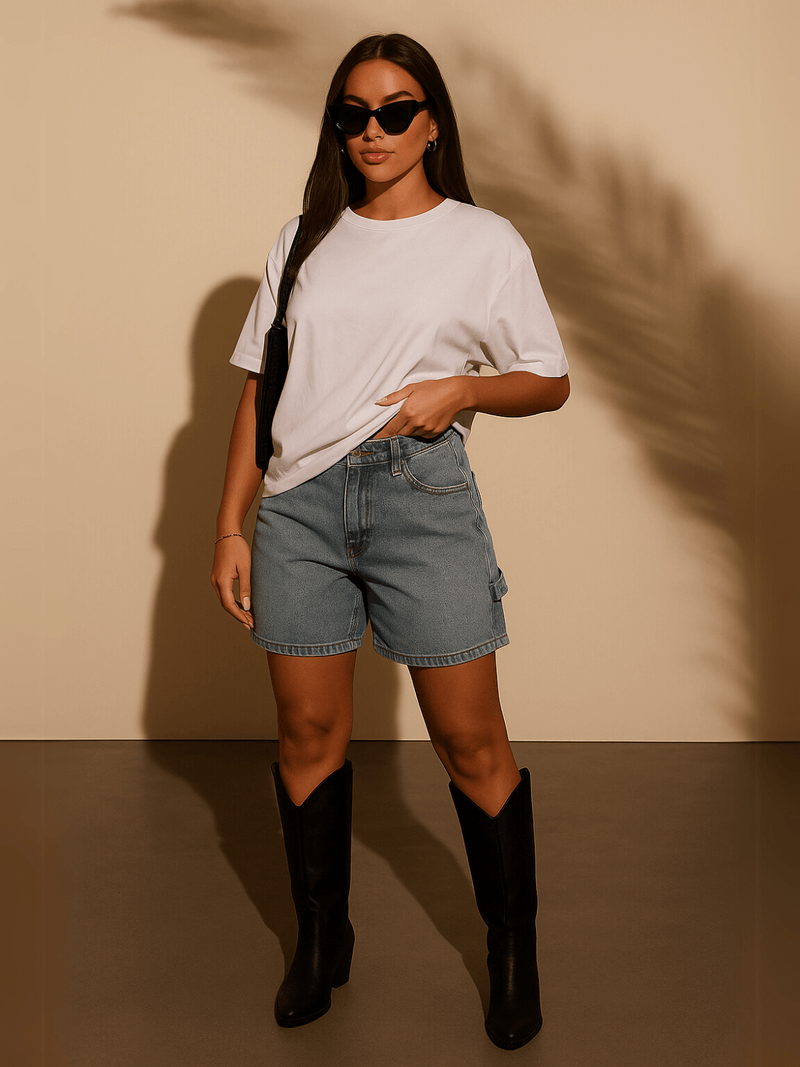 Indio Denim Dad Shorts - Denim