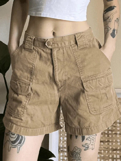 Color Denim Straight Leg Cargo Shorts