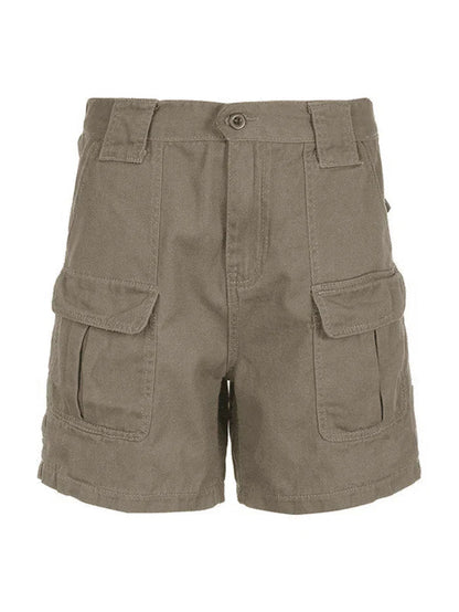Color Denim Straight Leg Cargo Shorts