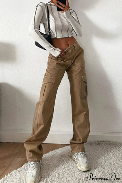 Denim Street Multi-pocket High Waist Cargo Pants