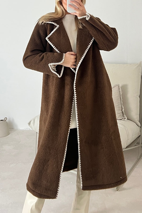 Double-sided Simple Thickened and Extended Hand-crocheted Double-sided Woolen Coat