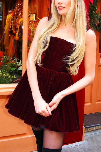 Velvet Suspender Slim Mini Dress