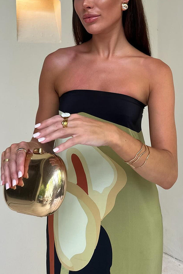Jaime Abstract Print Elasticated Off Shoulder Vacation Loose Maxi Dress