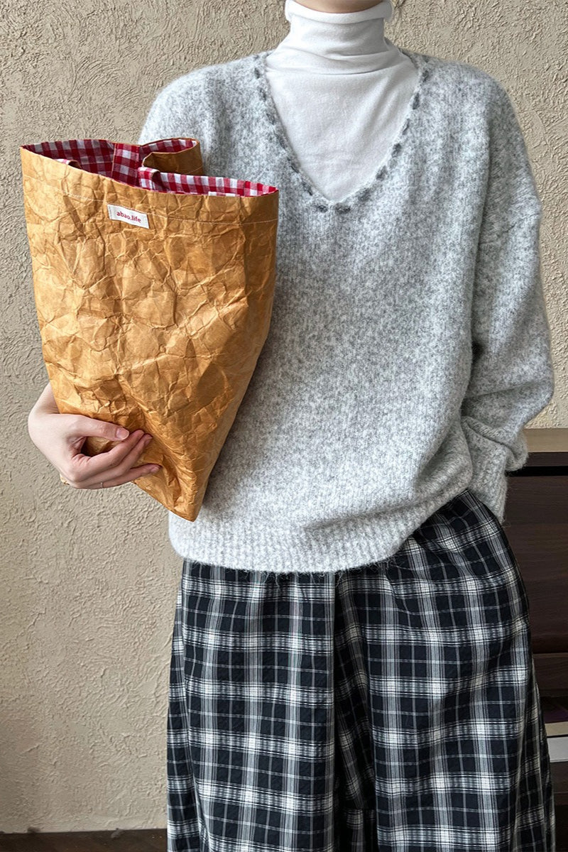 Oversized V-neck Knit Sweater