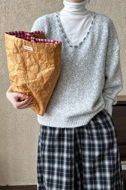 Oversized V-neck Knit Sweater
