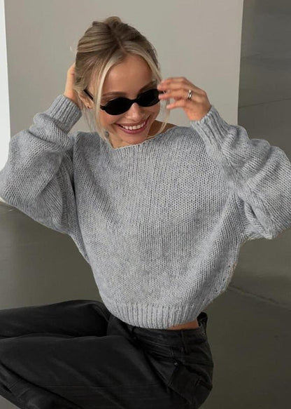 V-neck Backless Knit Sweater